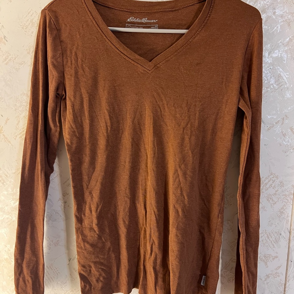 Eddie Bauer Rust V-Neck Top